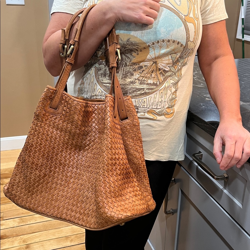 Genuine woven leather large shoulder bag - Picture 12 of 13